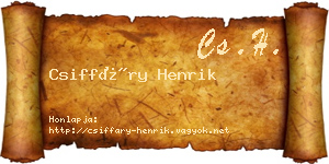 Csiffáry Henrik névjegykártya
